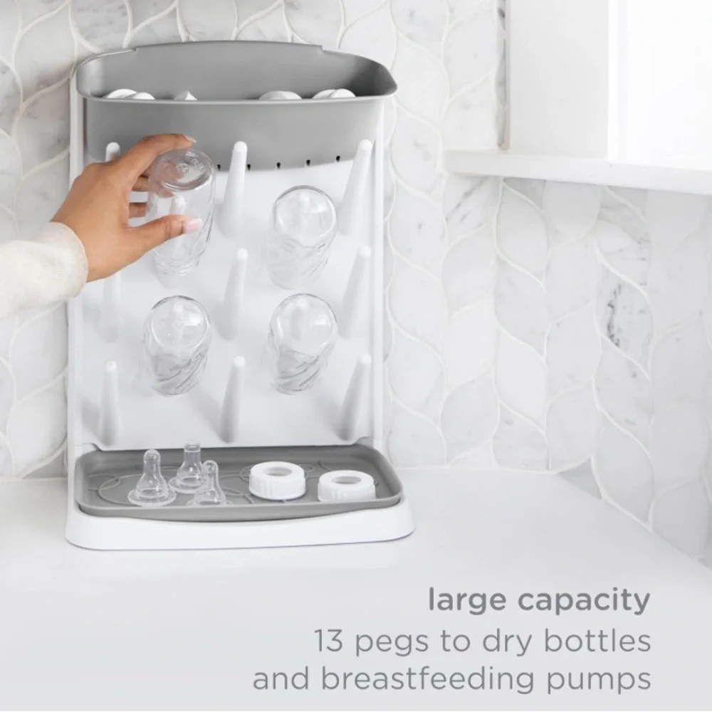 Gray and White Bottle Drying Rack